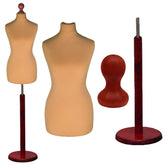 Display Guru Female Uk Size 8/10 Dressmakers Tailors Dummy Mannequin , Gold Torso Bust with Red Wood Round Base
